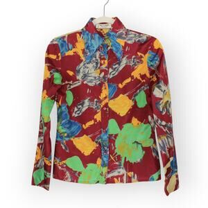 Vintage (S) FranckOlivier Boutique Paris France Silk DaggerCollar Abstract Wine